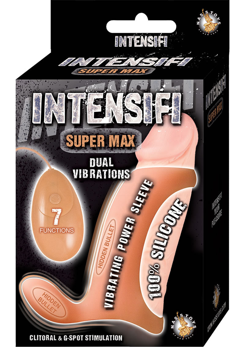 Intensifi Super Max - Funda de silicona con vibración dual con control remoto y cable, resistente al agua, color carne