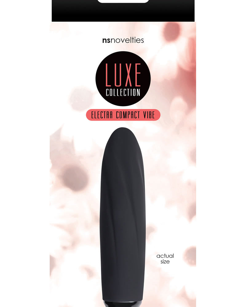 Vibrador compacto recargable de silicona texturizada Luxe Collection Electra, resistente al agua, color negro, 4,25 pulgadas