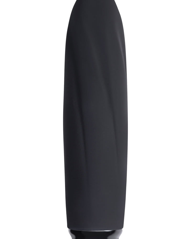 Vibrador compacto recargable de silicona texturizada Luxe Collection Electra, resistente al agua, color negro, 4,25 pulgadas