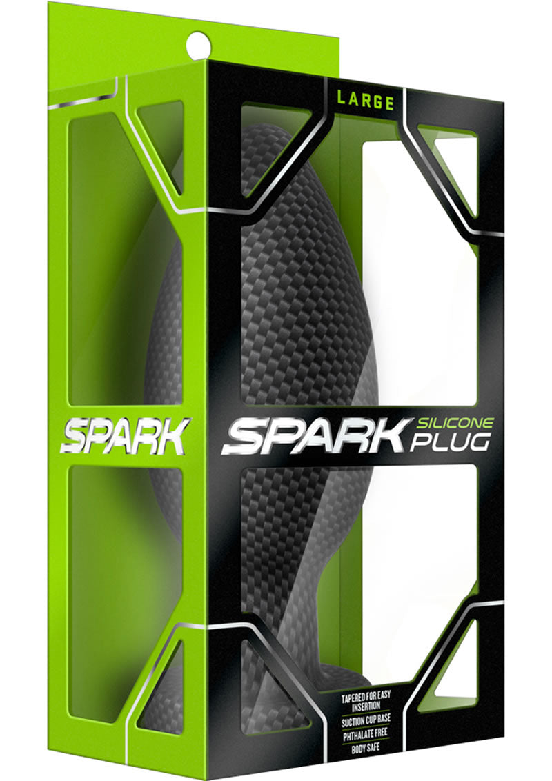 Tapón anal de silicona Spark, grande, color negro, 6,5 pulgadas