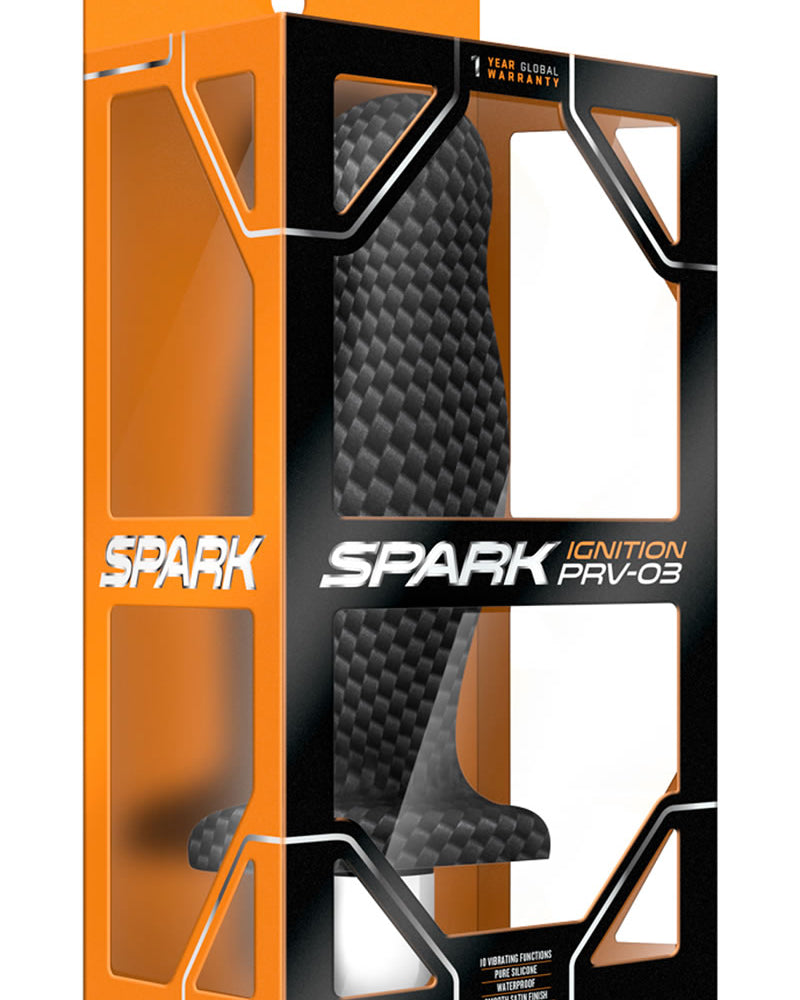 Spark Ignition Prv-03 Silicone Textured Prostate Massager Black 5 Inch