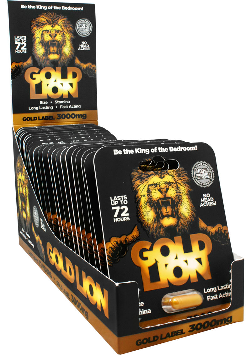 Píldora para mejorar la erección masculina Gold Lion de 3000 mg, 24 paquetes individuales por mostrador