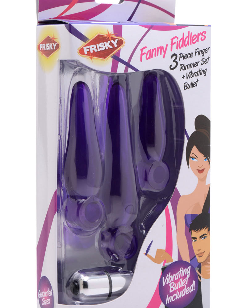 Rimmer de dedos Frisky de 3 piezas con punta en forma de bala, color morado
