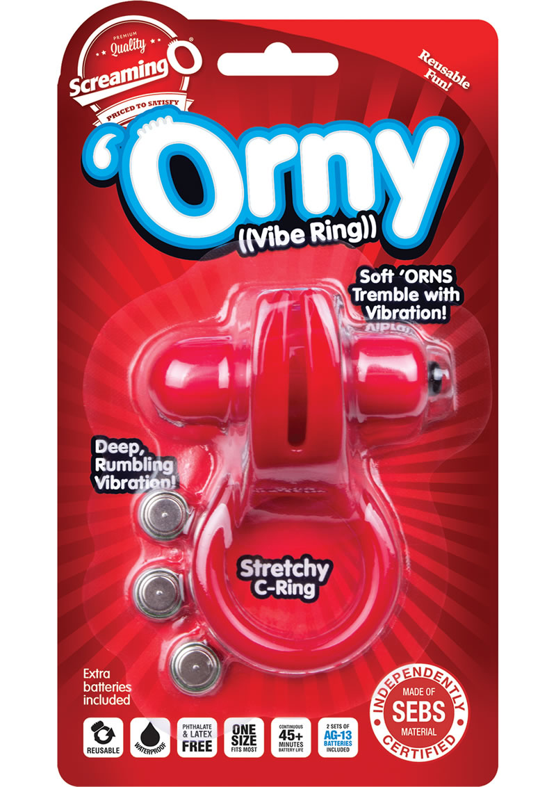 Anillo vibrador reutilizable Orny, resistente al agua y sin látex, color rojo