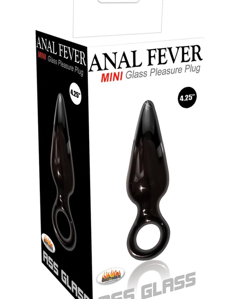 Anal Fever Mini Glass Pleasure Plug Black 4.25 Inch