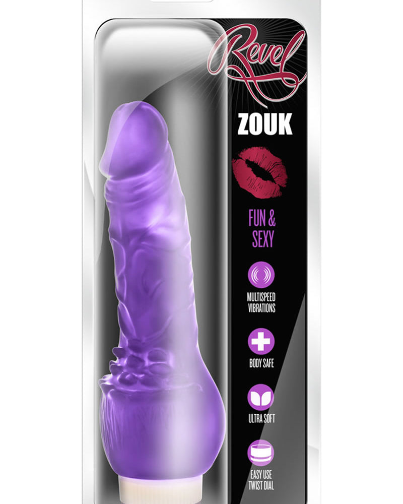 Vibrador realista Revel Zouk Jelly morado de 7,80 pulgadas