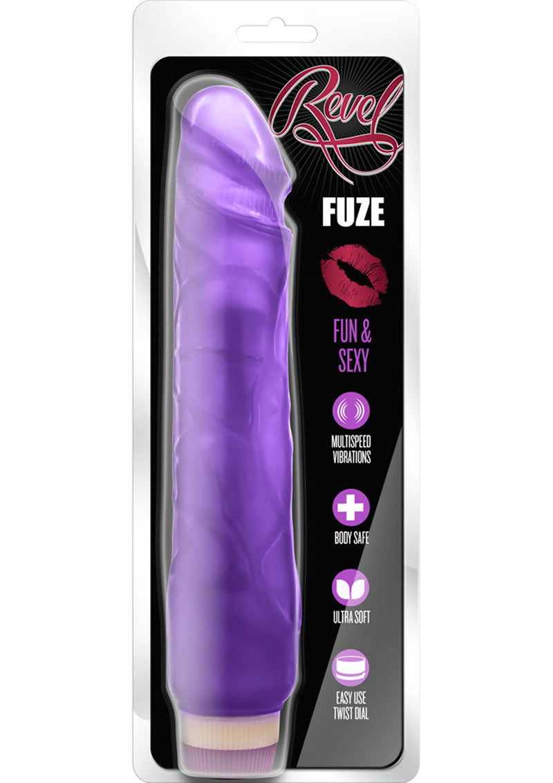 Vibrador realista de gelatina Revel Fuze morado de 10 pulgadas