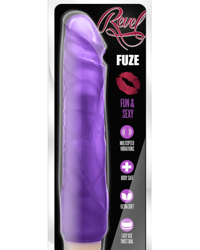 Vibrador realista de gelatina Revel Fuze morado de 10 pulgadas