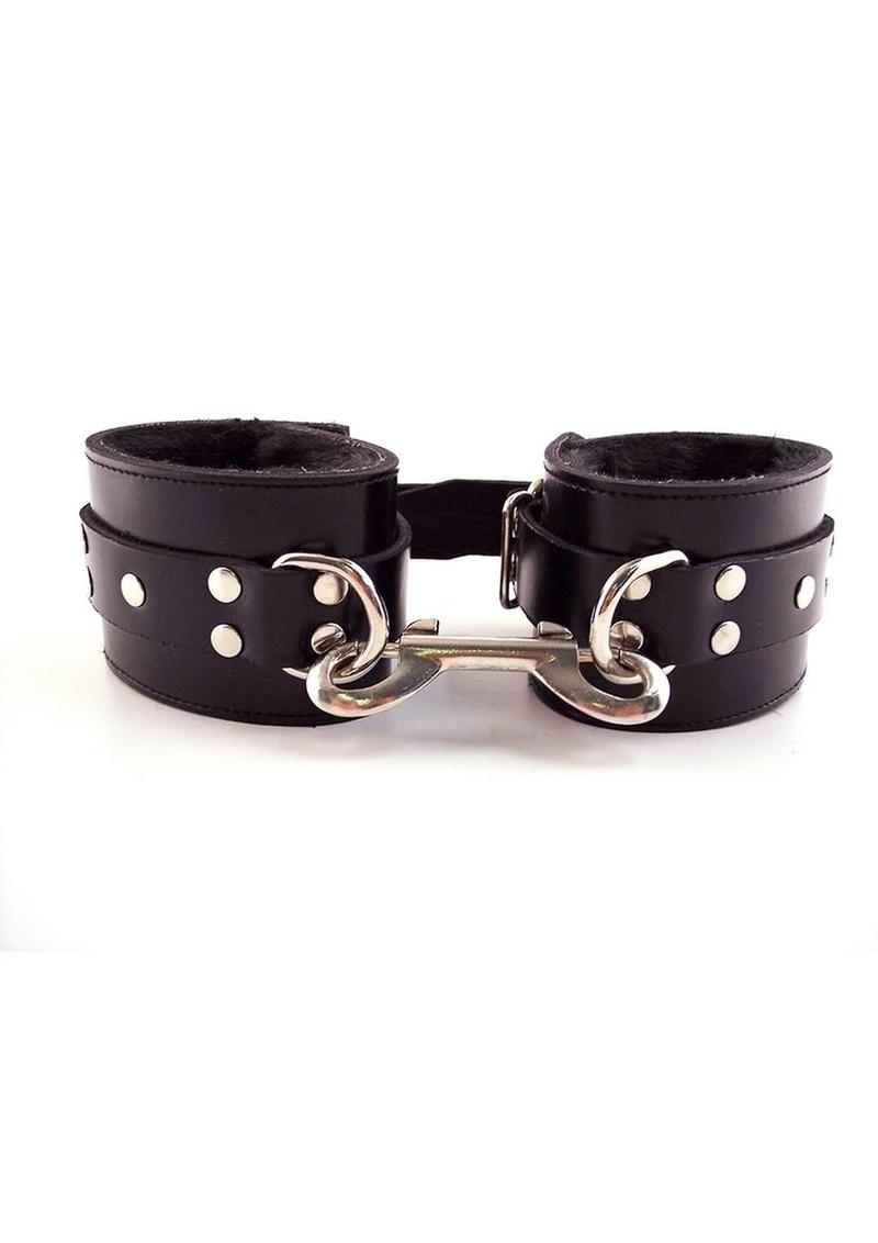 Rouge Fur Wrist Cuffs Leather And Fur Black