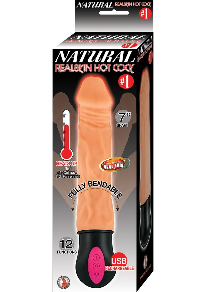 Vibrador realista de piel auténtica natural Hot Cock n.º 1 con carga USB, resistente al agua, 7 pulgadas