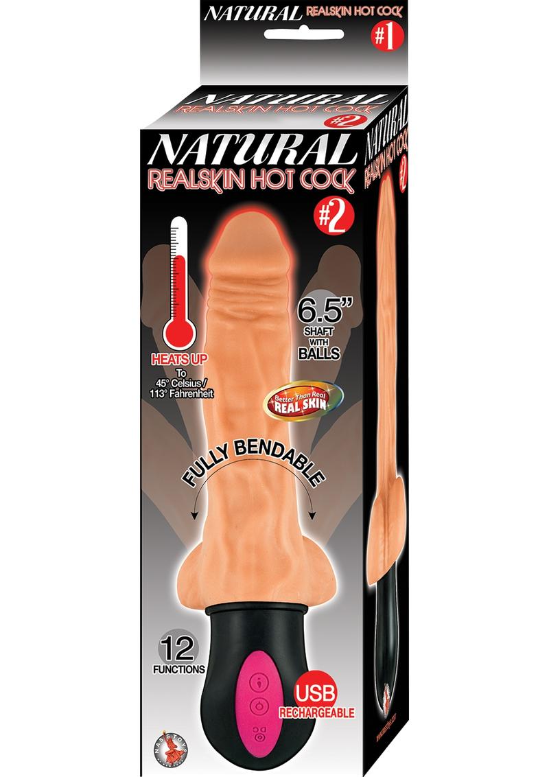 Vibrador realista de piel auténtica natural Hot Cock n.º 2 con carga USB, resistente al agua, 6,5 pulgadas