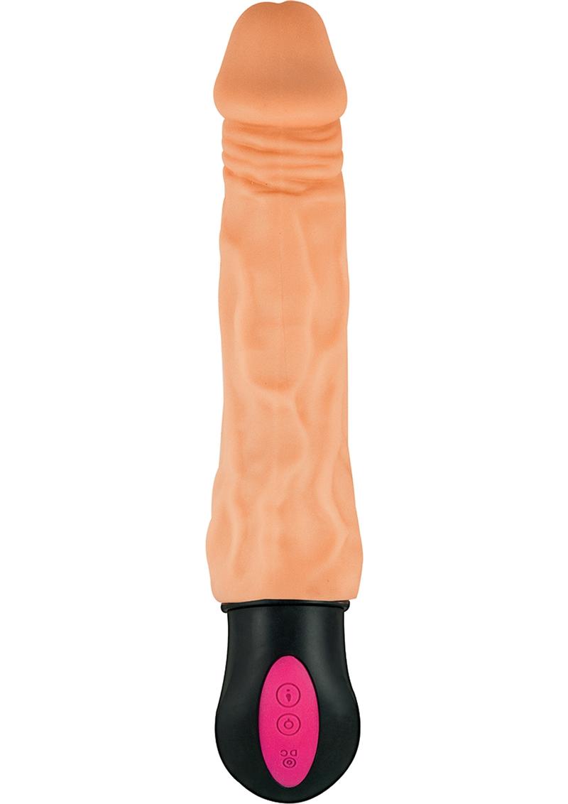 Vibrador realista de piel auténtica natural Hot Cock n.º 3 con carga USB, resistente al agua y con efecto calentado, de 8 pulgadas
