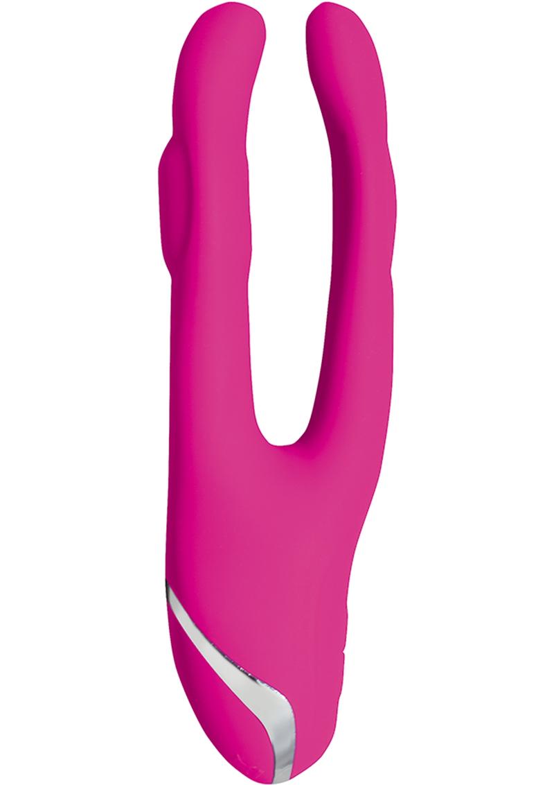 Sex Double Teaser Rechargeable Silicone Vibe Waterproof Pink 7.25 Inch