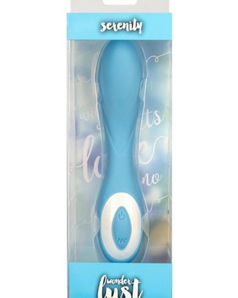 Vibrador de silicona recargable por USB Wonderlust Serenity, resistente al agua, color azul