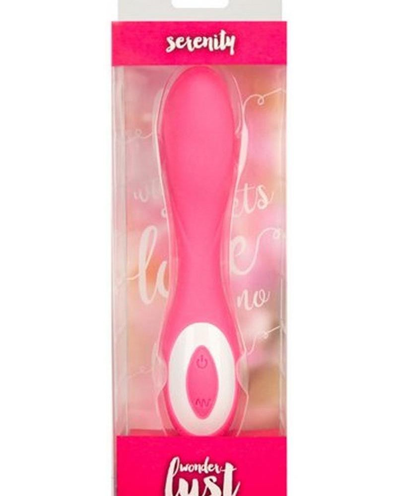 Vibrador de silicona recargable por USB Wonderlust Serenity, resistente al agua, color rosa