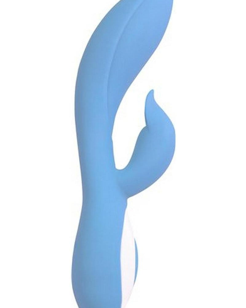 Vibrador doble de silicona recargable por USB Wonderlust Harmony, resistente al agua, color azul