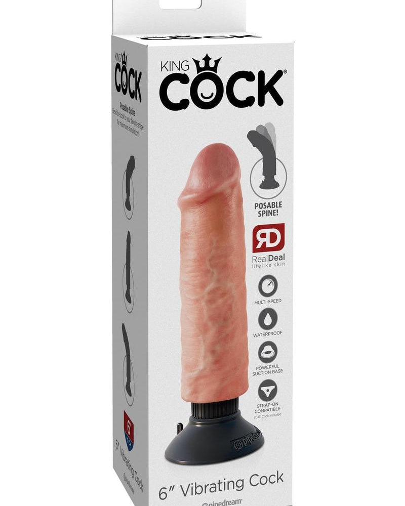 Pene vibrador King Cock de 6 pulgadas color carne