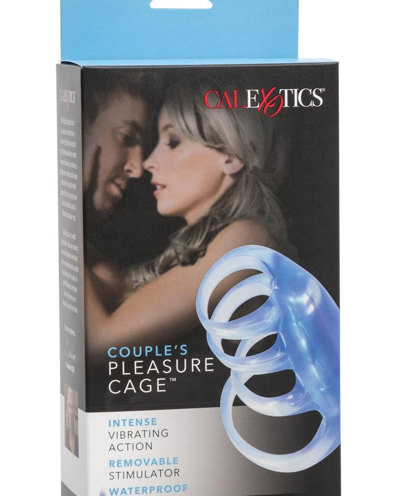 Couples Pleasure Cage Cockring Waterproof Blue