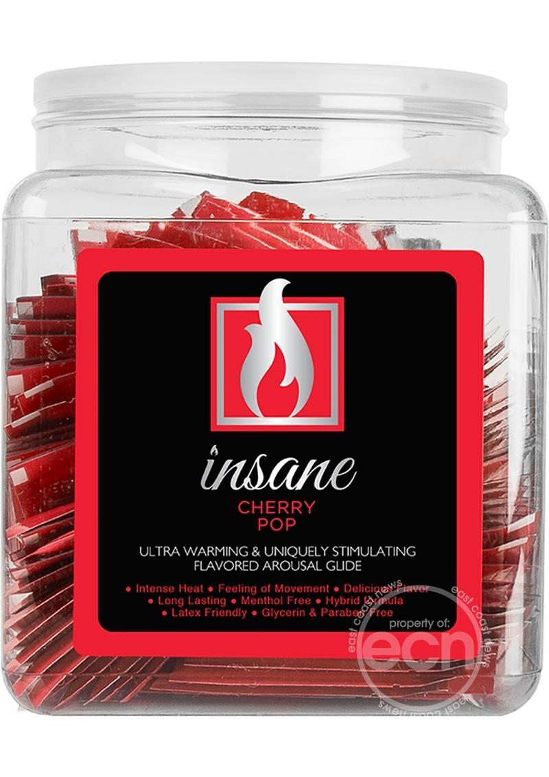 Insane Ultra Stimulating Flavored Arousal Glide Cherry Pop 100 Foils Per Bowl