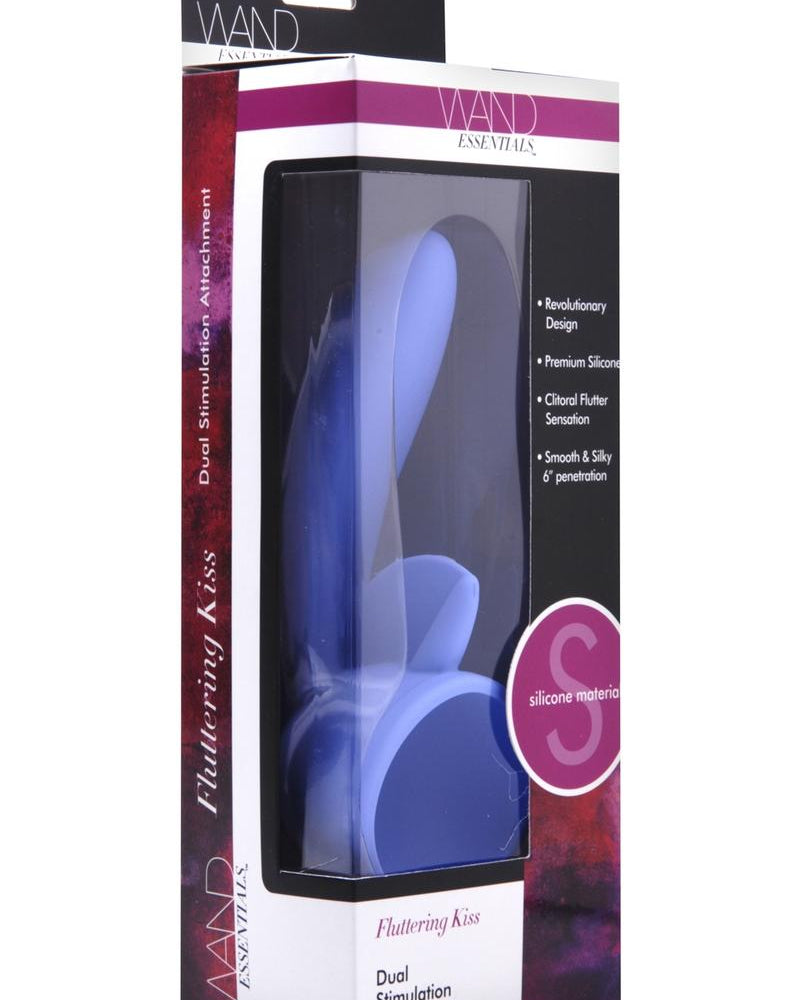 Accesorio de varita de silicona de doble estimulación Fluttering Kiss de Wand Essentials, color morado