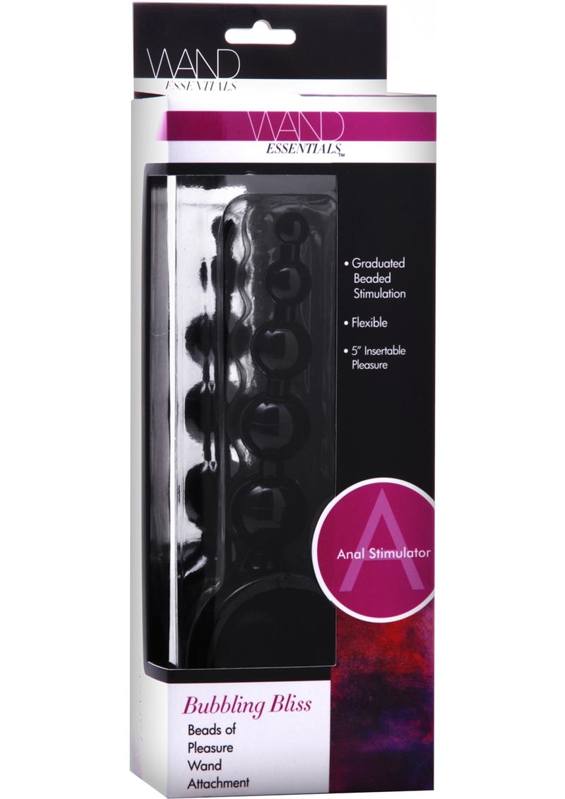 Accesorio para varita anal Wand Essentials Bubbling Bliss Beads Of Pleasure, color negro, 5 pulgadas