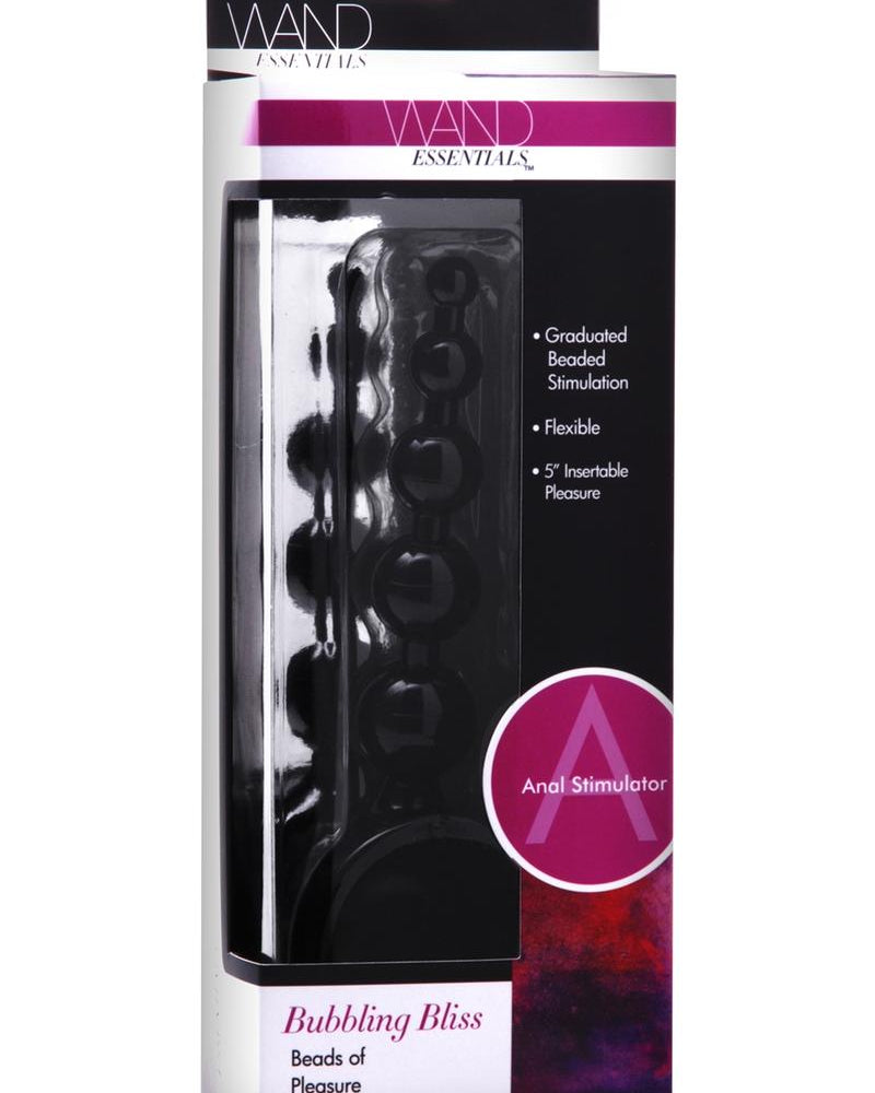 Wand Essentials Bubbling Bliss Beads Of Pleasure Anal Wand Attachment Black 5 Inch