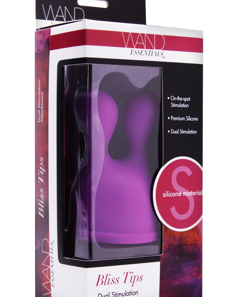 Accesorio de varita de silicona de estimulación dual Bliss Tips de Wand Essentials, color morado