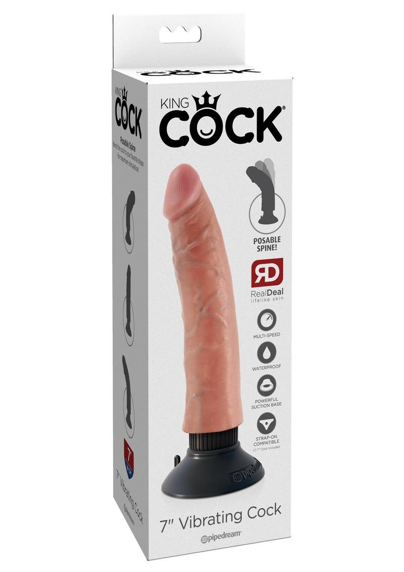 King Cock 7" Vibrating Cock Flesh