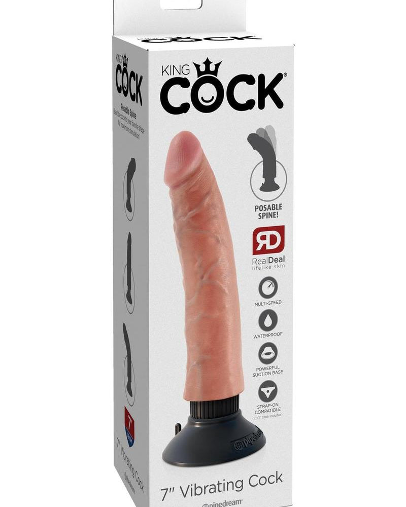Pene vibrador King Cock de 7" color carne