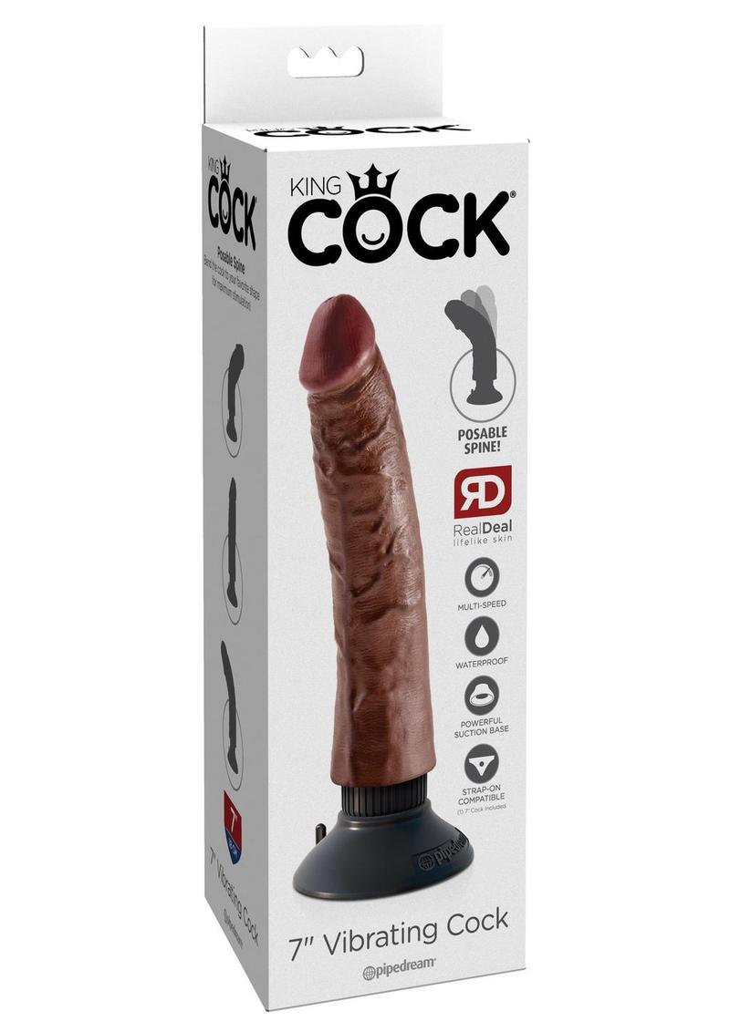 King Cock 7" Vibrating Cock Brown