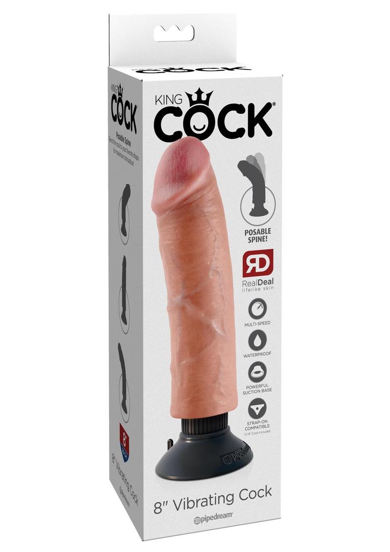 King Cock 8" Vibrating Cock Flesh