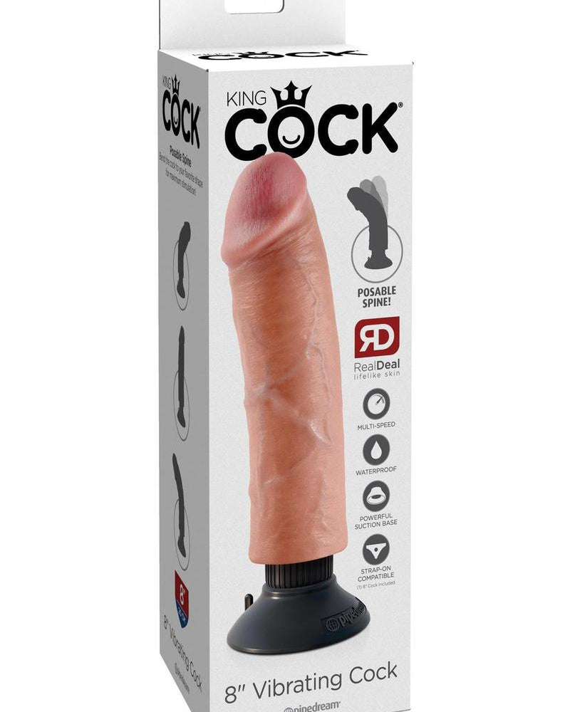 Pene vibrador King Cock de 8" color carne
