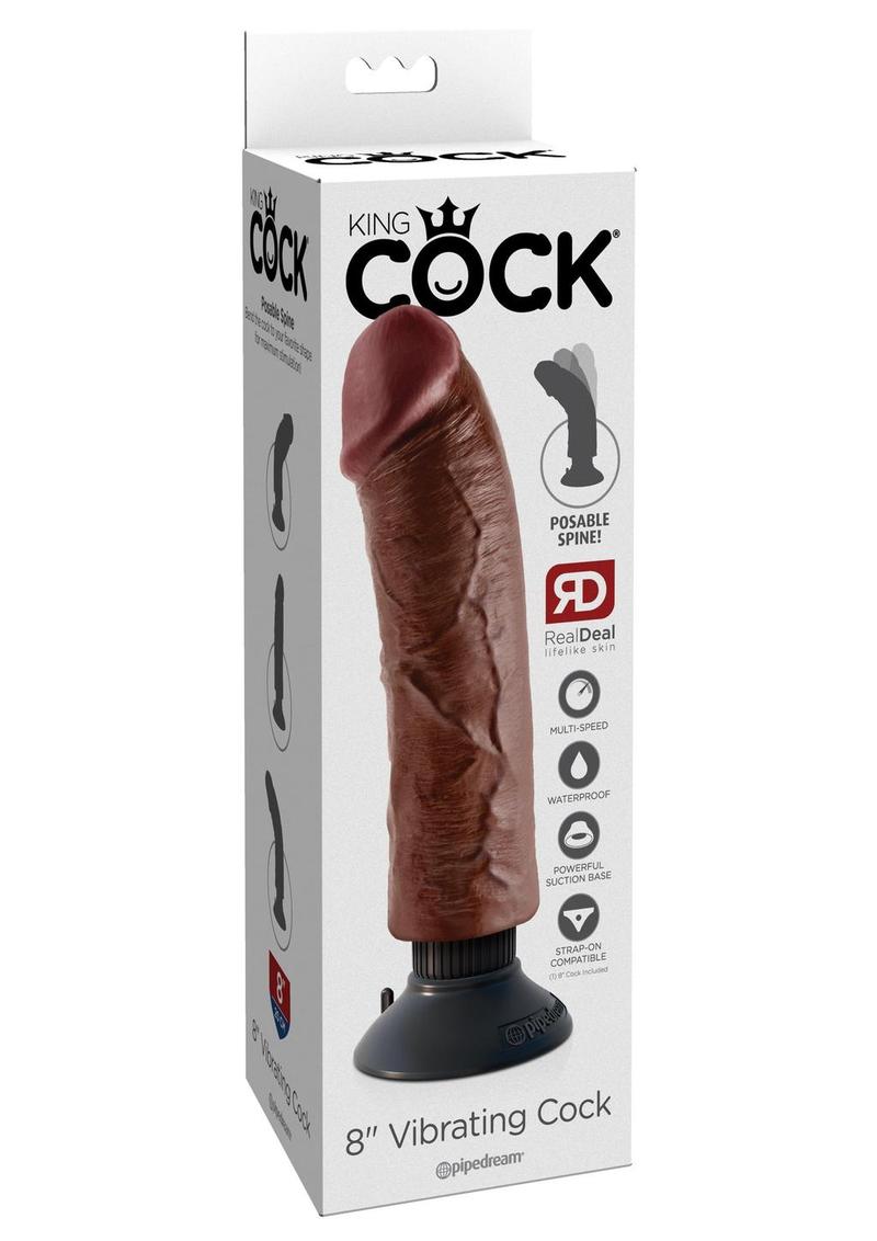 Pene vibrador King Cock de 8" color marrón