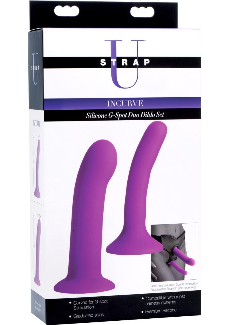 Strap U Incurve G-Spot Duo Dildo Set Silicone Purple