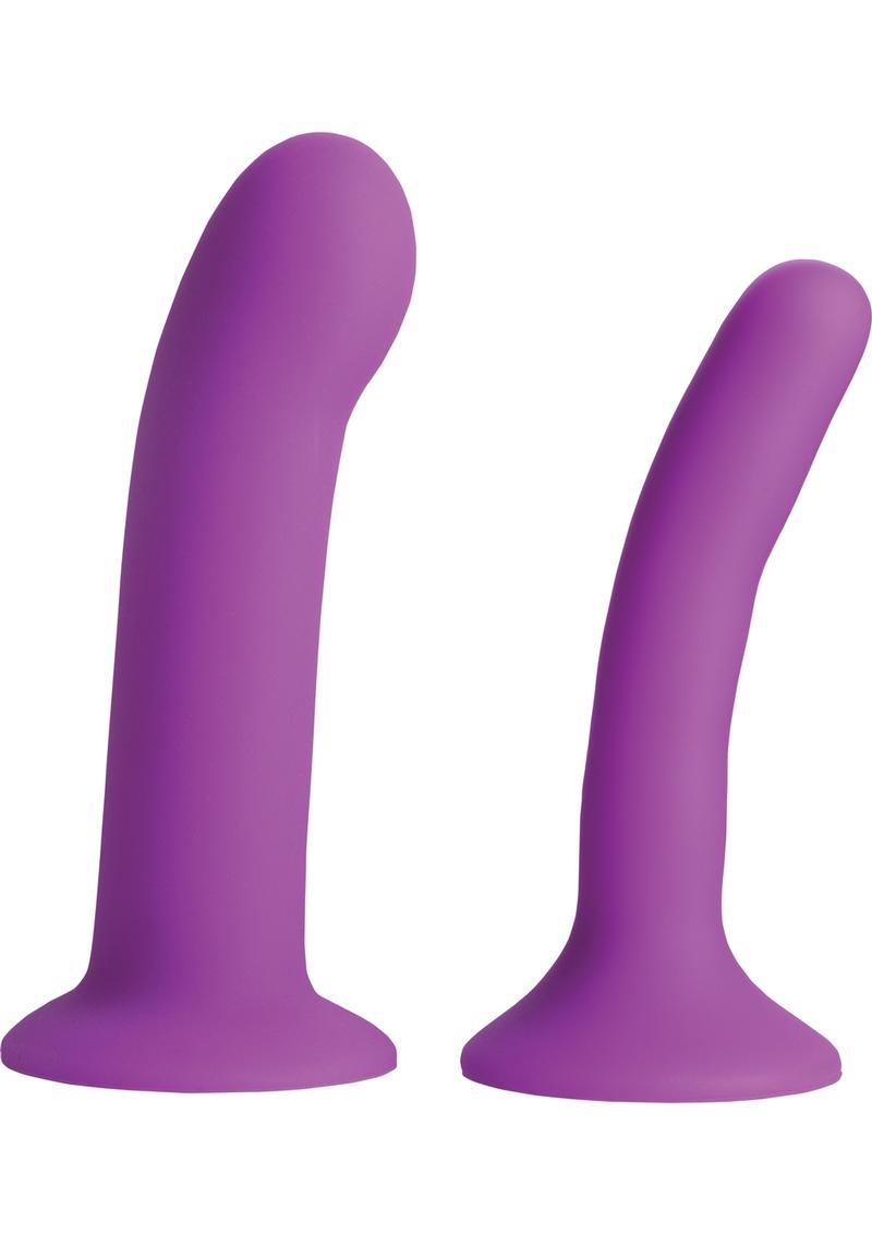 Strap U Incurve G-Spot Duo Dildo Set Silicone Purple