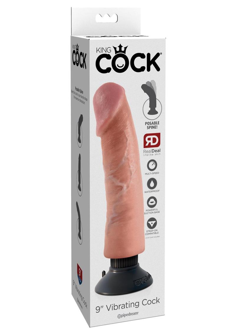 King Cock 9" Vibrating Cock Flesh