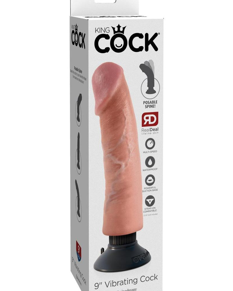 Pene vibrador King Cock de 9" color carne