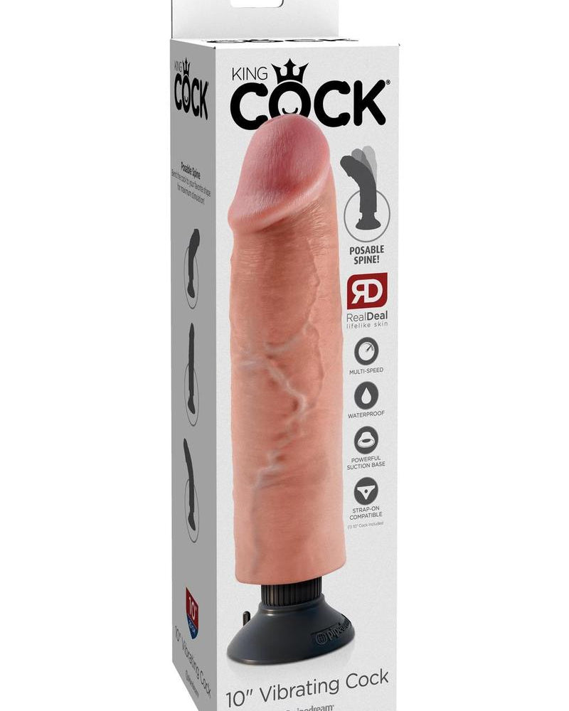 Pene vibrador King Cock de 10 pulgadas color carne