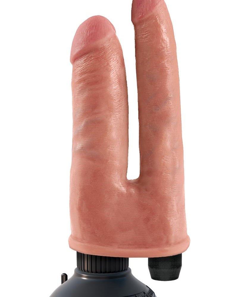Penetrador doble con vibración King Cock de color carne
