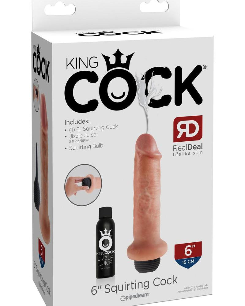 King Cock - Polla chorreante de 6" color carne