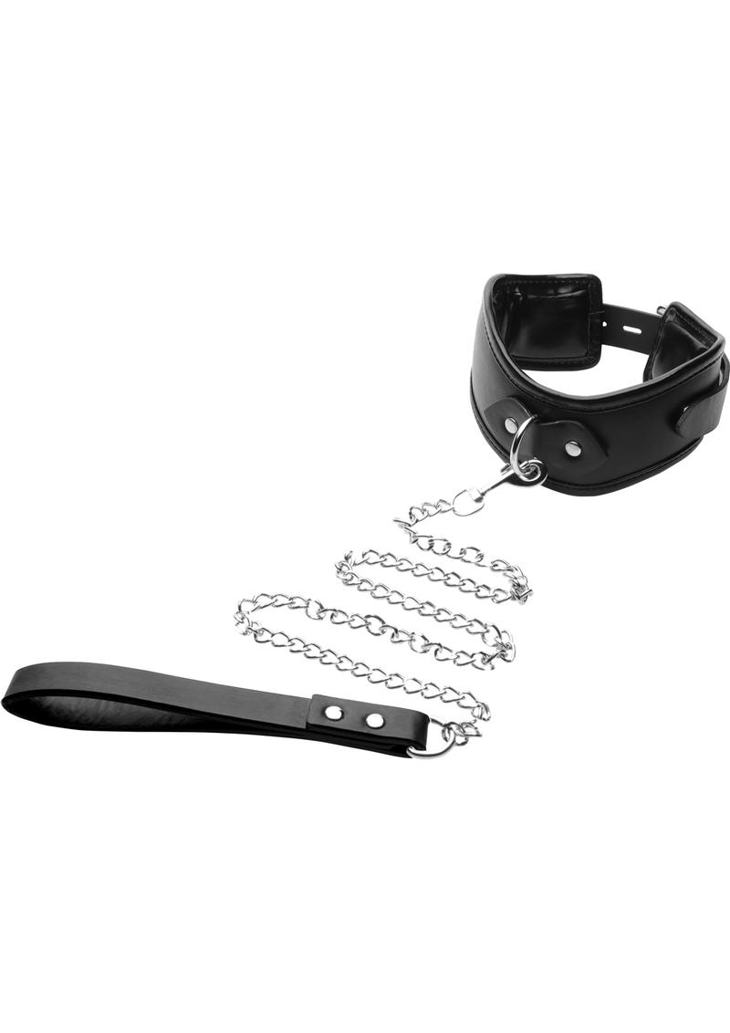 Strict Padded Locking Posture Collar With Leash Black