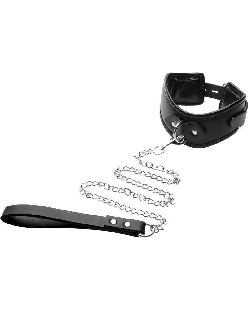 Collar de postura con bloqueo y acolchado estricto con correa negra