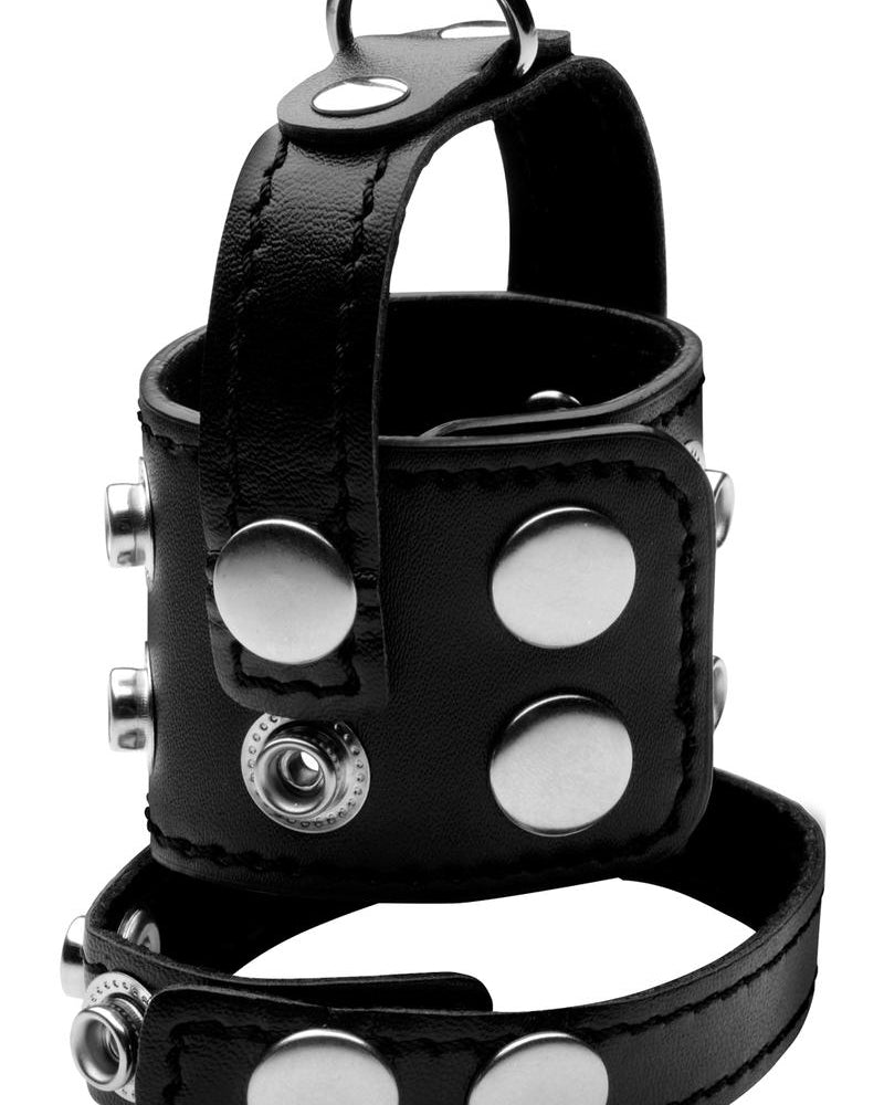 Camilla de testículos con correa para el pene estricta