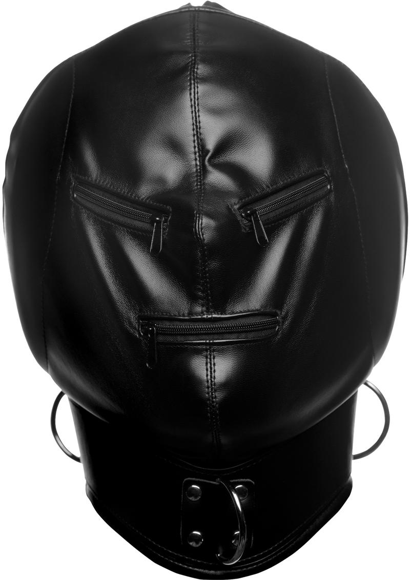 Strict Bondage Hood With Posture Collar And Zippers