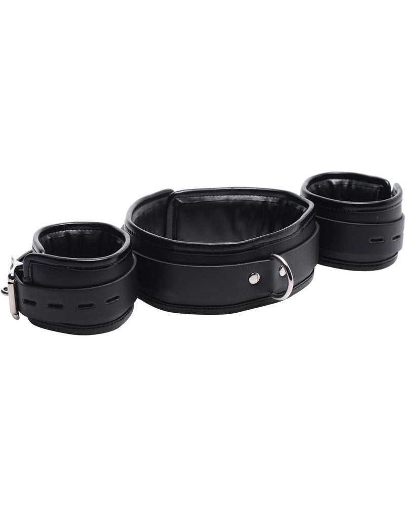 Restricción estricta de cuello a muñecas, color negro