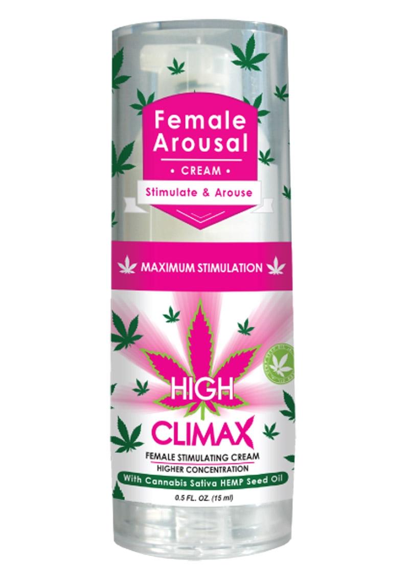 Crema estimulante femenina High Climax CBD, botella de 0,5 onzas, 6 unidades por mostrador