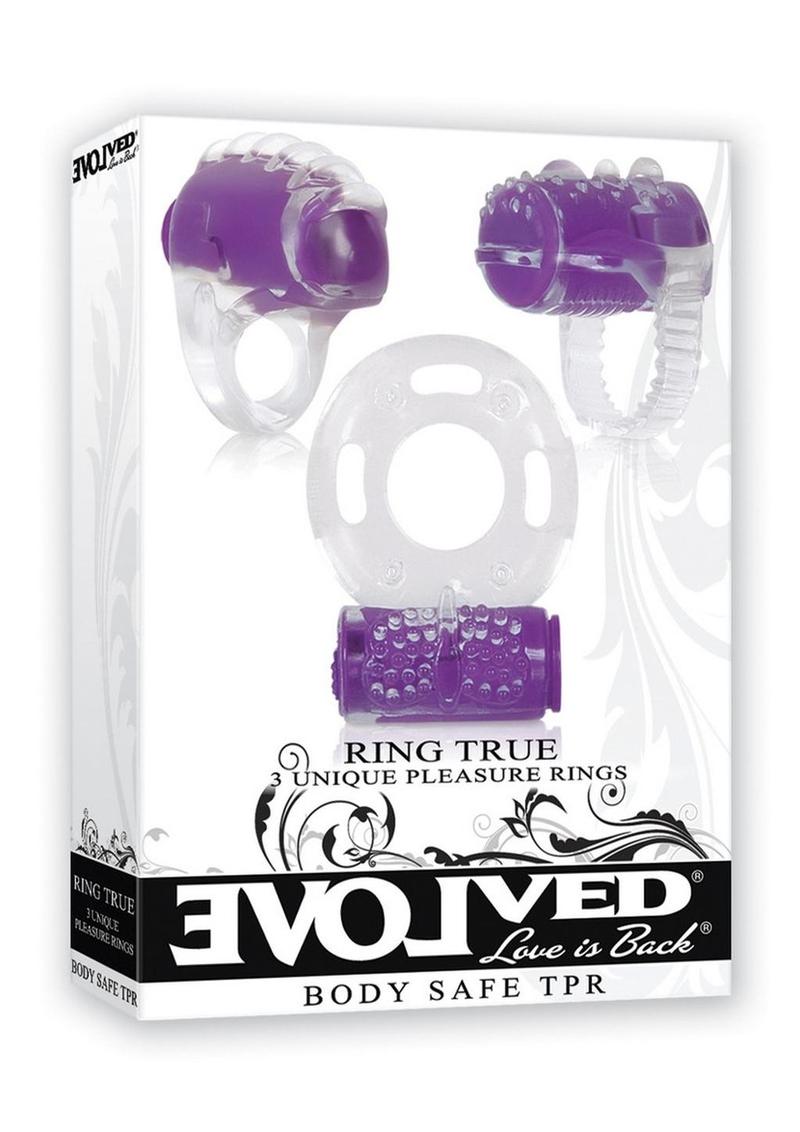 Juego de anillos para el pene Ring True, transparente y morado