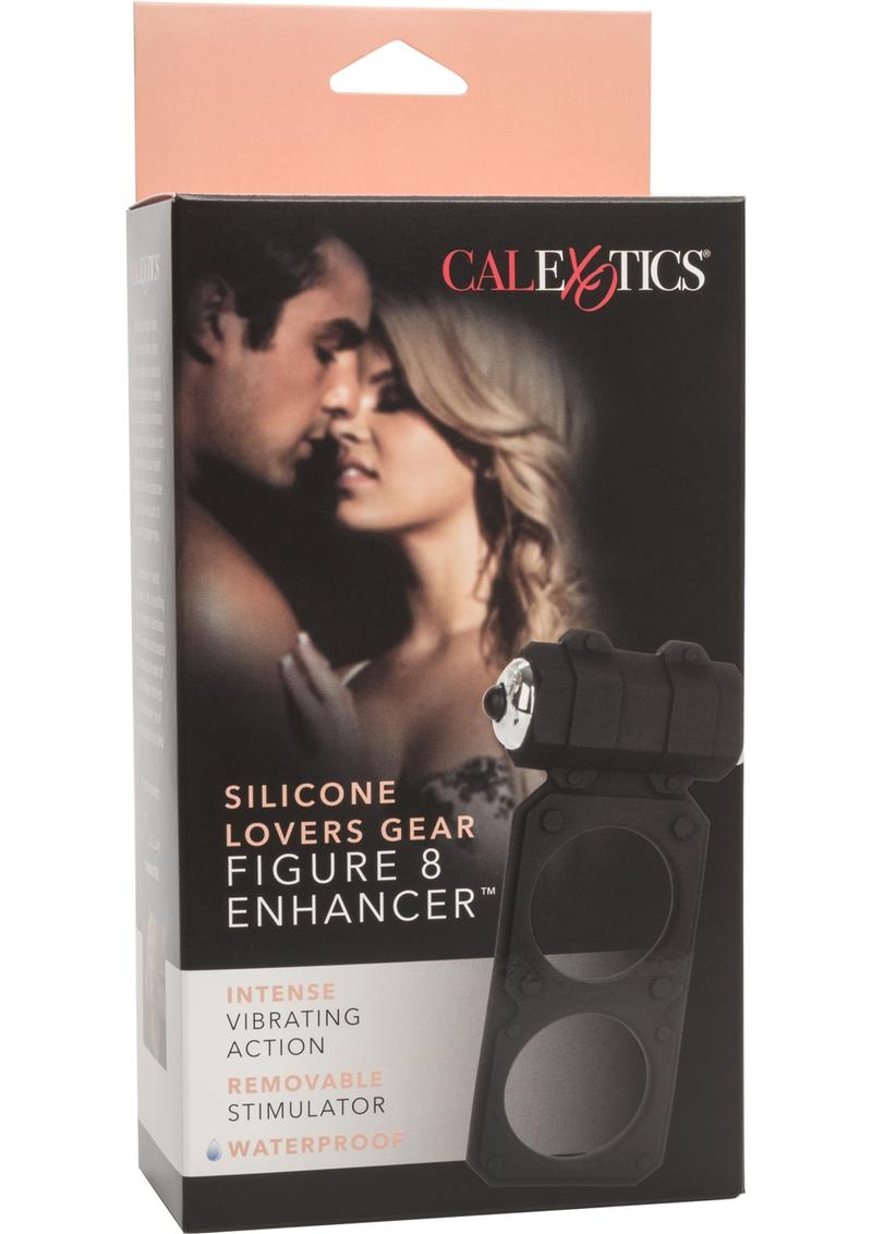 Silicone Lovers Gear Figure 8 Enhancer Vibrating Cockring Waterproof Black