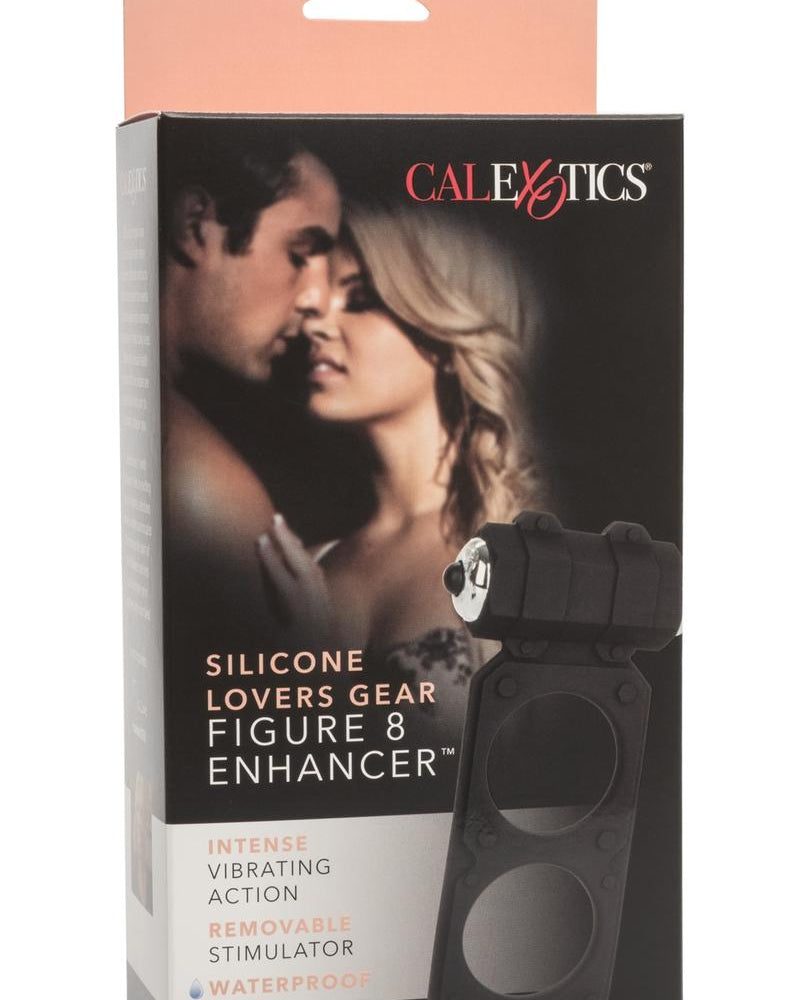 Silicone Lovers Gear Figure 8 Enhancer Vibrating Cockring Waterproof Black