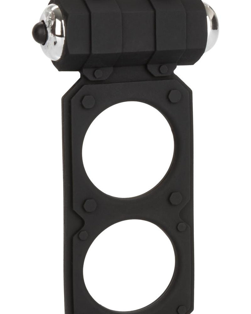 Silicone Lovers Gear Figure 8 Enhancer Vibrating Cockring Waterproof Black